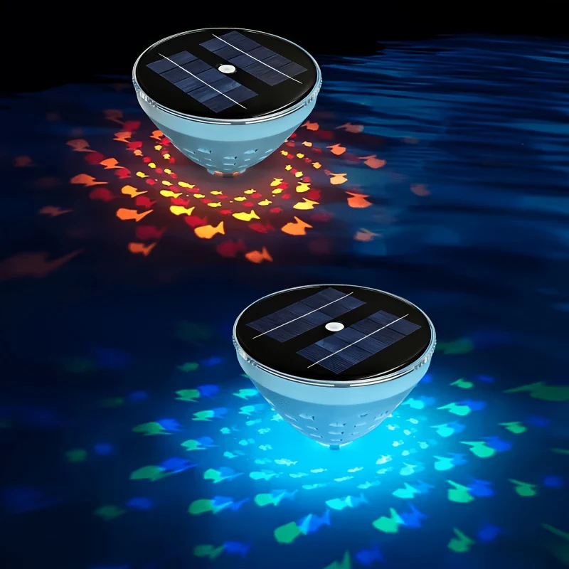 Lampe Flottante Solaire Piscine LED Projection Poisson Océanique IP68