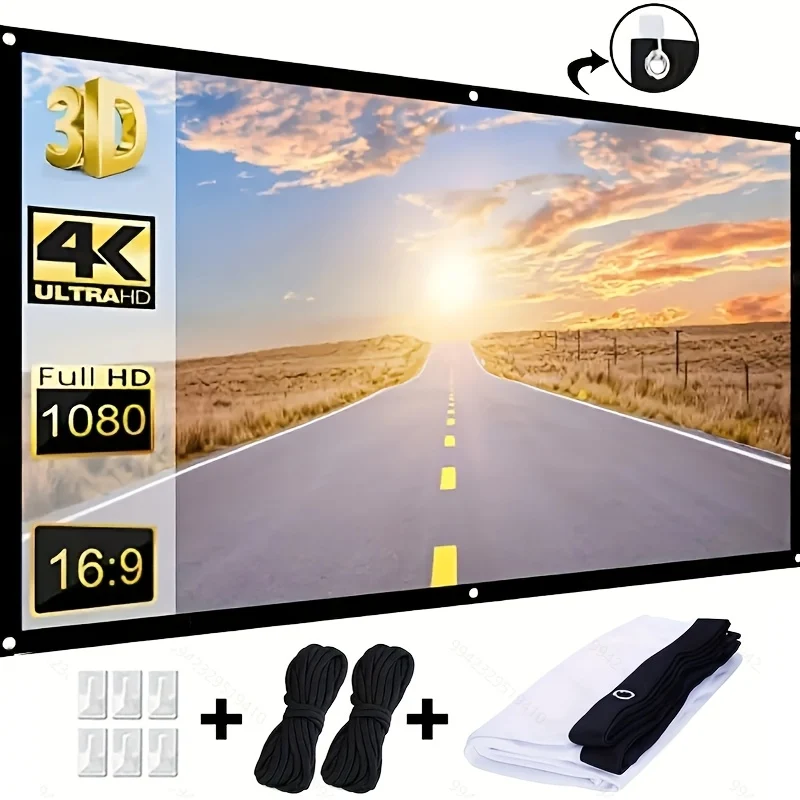 Écran de Projection 3D 4K 100 Pouces – Toile Pliable Portable