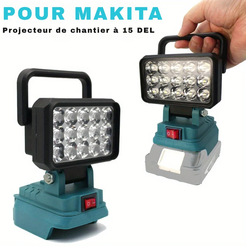 Lampe de Travail 15 LED – Compatible Batterie Makita 18V