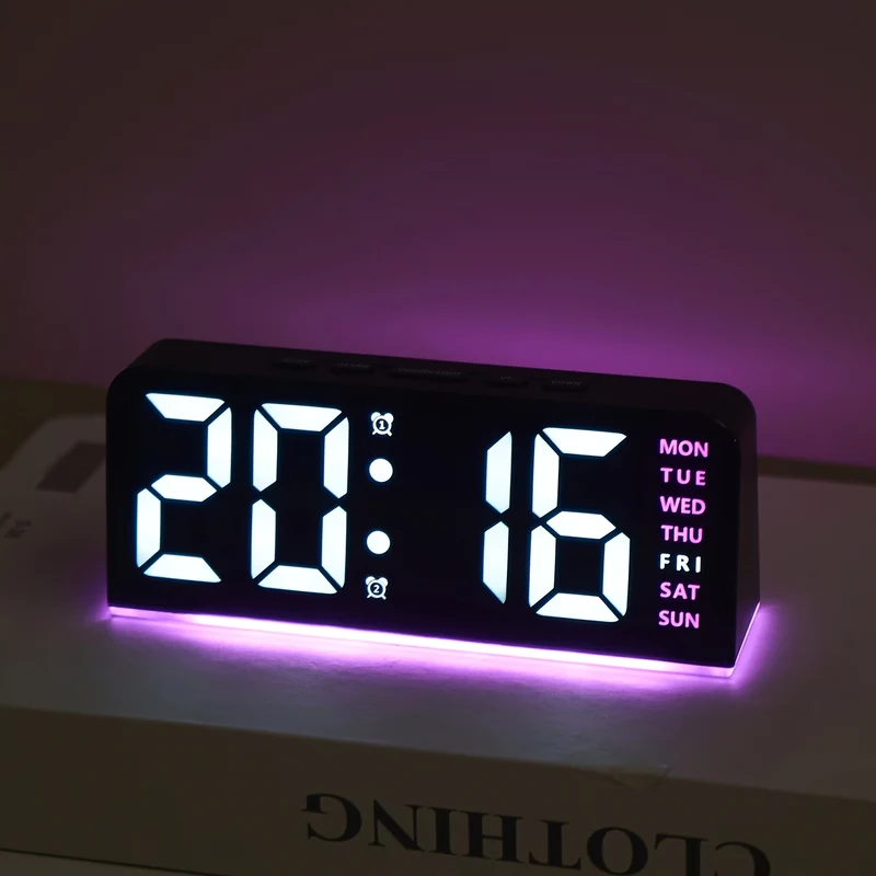 Réveil Numérique LED Grands Chiffres – Double Alarme