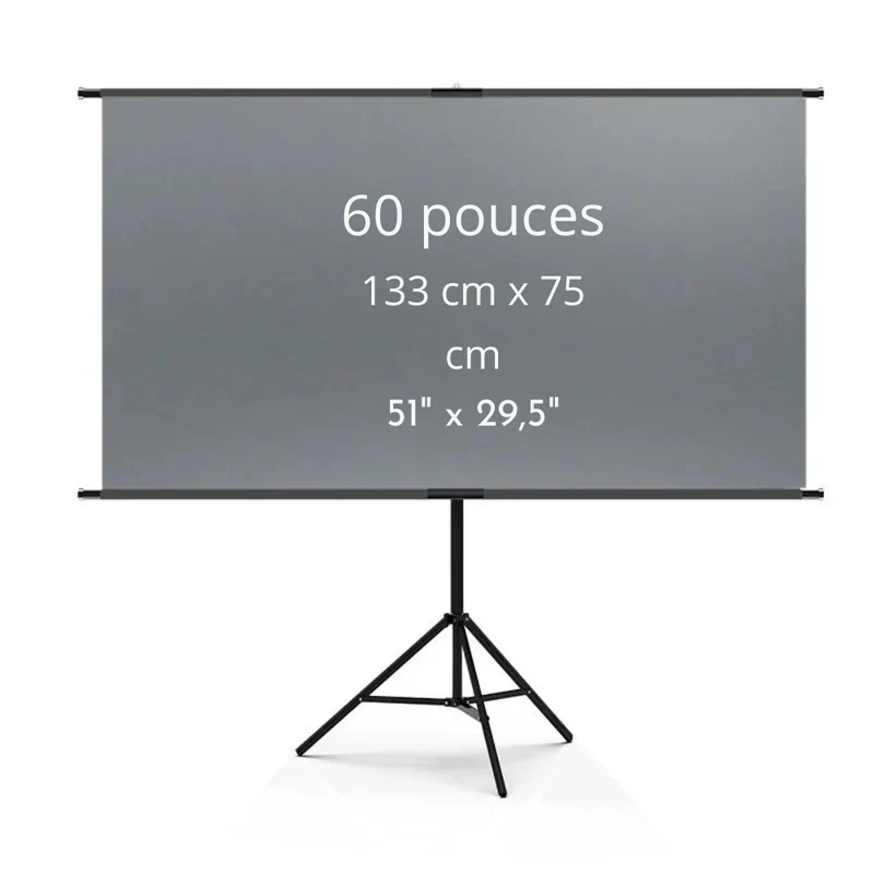 Écran de Vidéoprojecteur 4K 16:9 avec Support – Intérieur/Extérieur