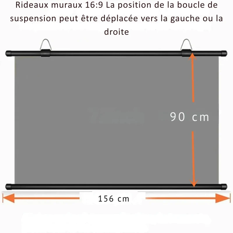 Écran de Projection Mural 72 Pouces 16:9 – Toile Anti-Lumière