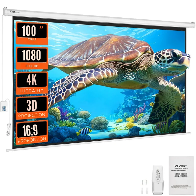 Écran Vidéoprojecteur Motorisé 100 Pouces 16:9 – Compatible 4K