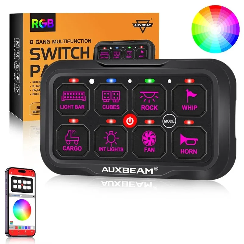 Panneau de commande Auxbeam à 8 voies avec application mobile