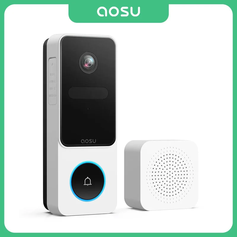 Sonnette Vidéo Sans Fil AOSU 3MP – Wi-Fi, Détection Humaine