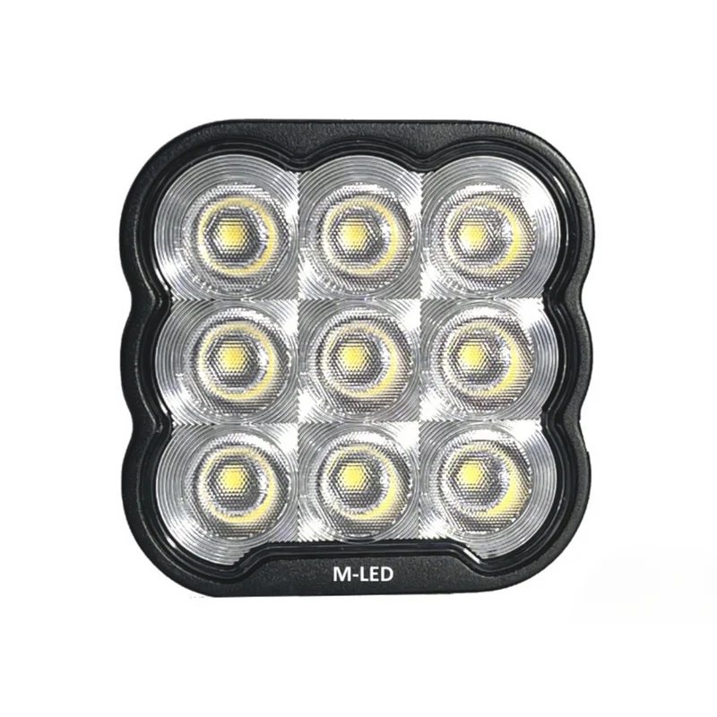 Projecteur de travail LED carré avec support en acier inoxydable / 9 LED / 45 W