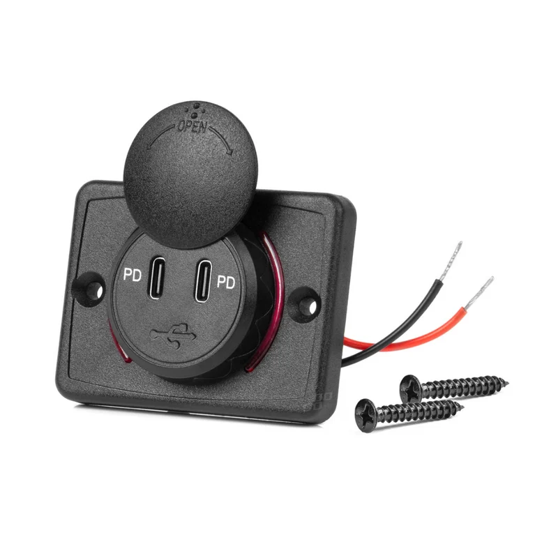 Chargeur encastré double port 12/24 V / Type USB-C