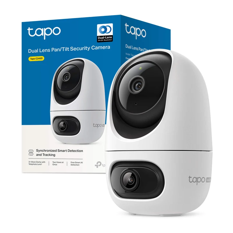 Caméra de Surveillance Intérieure 2k à Double Objectif Panoramique 360° et Inclinable - Tapo C245D