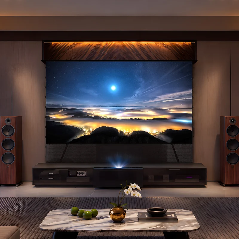 NothingProjector Berlin Motorized Laser TV Cabinet with Glass Doors for UST Projector (Pre-Assembled)
