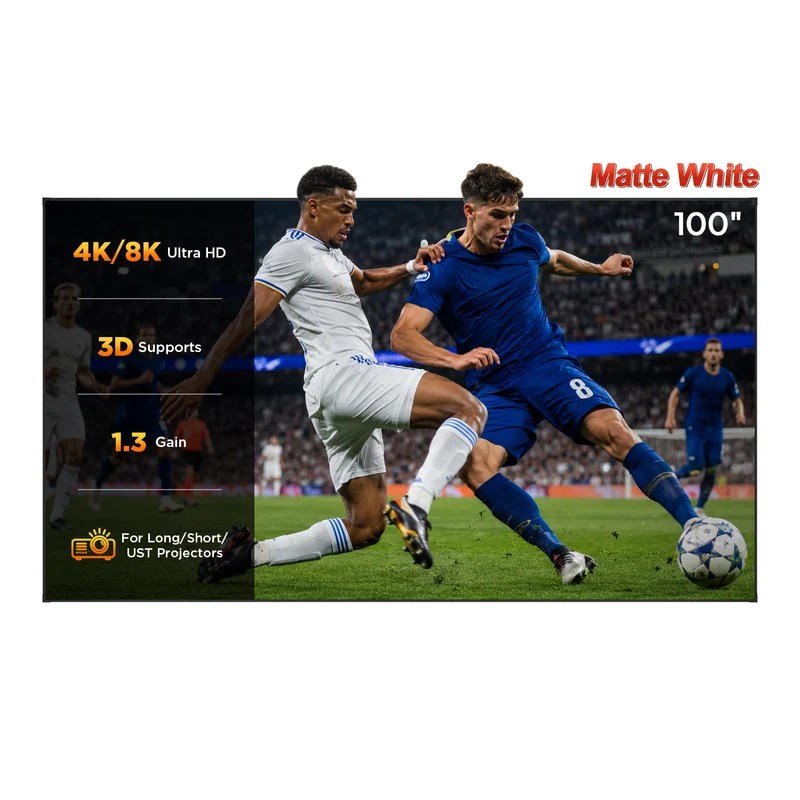 100''-120'' NothingProjector Matte White Fixed Frame Screen For Long/Short/UST Projector