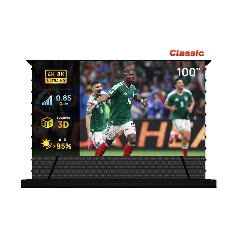 84''-120'' NothingProjector PET Crystal Classic 85% ALR Motorized Floor Rising Screen For UST Projector