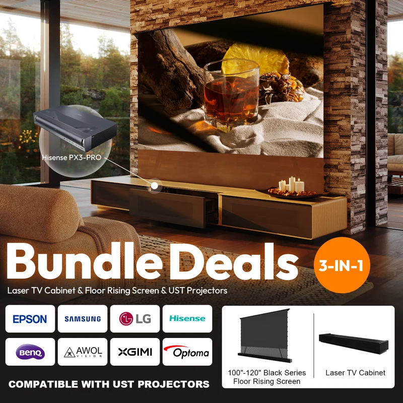 (Bundle) Formovie Theater Premium + Black Series Motorized ALR Screen + Laser TV Cabinet (Pre-Assembled)