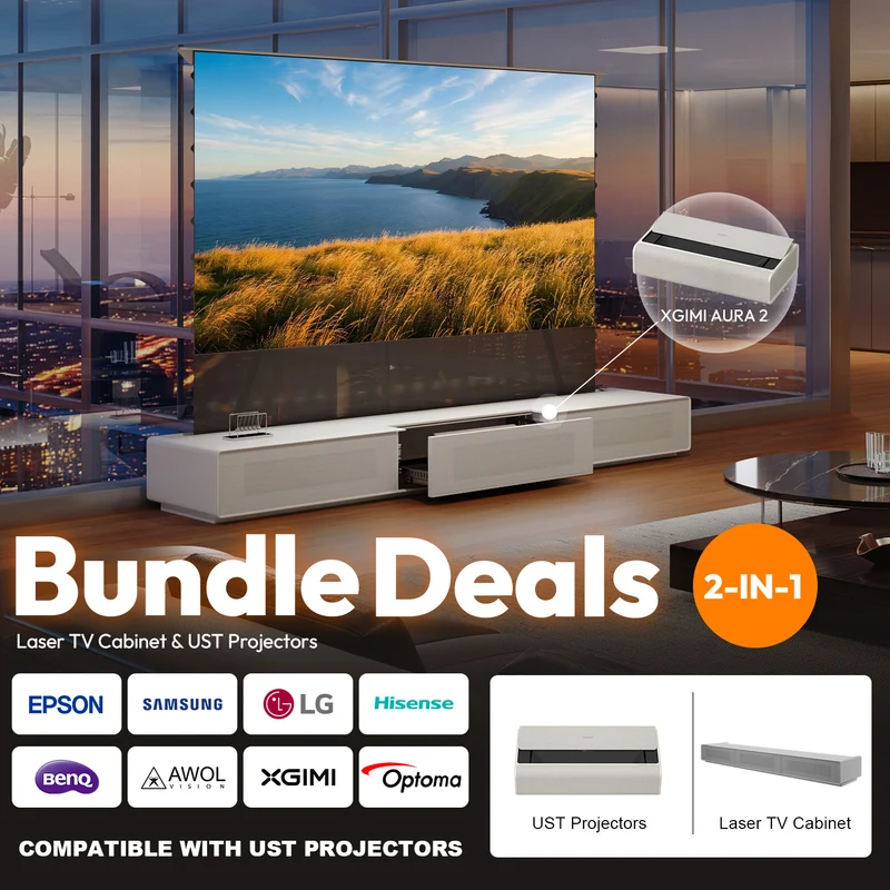 Shore Laser TV Cabinet + UST Projector Bundle (Pre-Assembled)