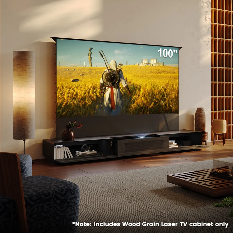 Shore Wood Grain TV Cabinet for Ultra Short Throw Projector (Pre-Assembled)