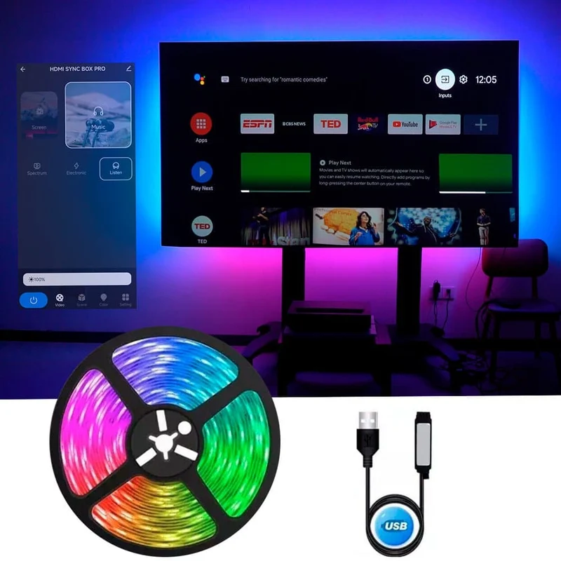 NothingProjector Eclipse Smart Sync LED Strip Immersion Projector TV HDMI with Black Series Screen for UST Projectors