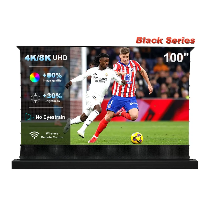 84''-130'' NothingProjector Black Series 95% ALR Motorized Floor Rising Screen For Ultra Short Throw Projector
