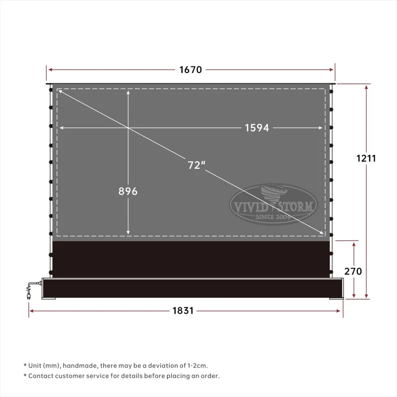 72"-120" VIVIDSTORM S PRO P Motorized 4K HD 3D Floor Rising UST ALR Projector Screen