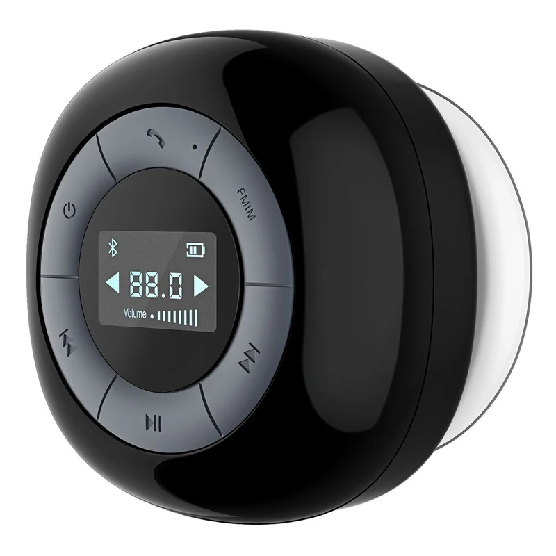 VicTsing Altavoz Bluetooth Ducha Impermeable, radio FM y pantalla LCD digital, duración de la batería de 10 horas, clasificación impermeable IPX4,manos libres y micrófono, adecuado para baño / interior / exterior.