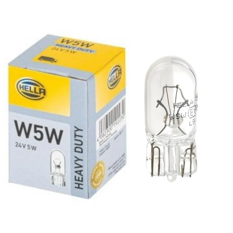 Ampoules sans capuchon Hella 24 V 5 W T10 / N° 507 / Paquet de 10