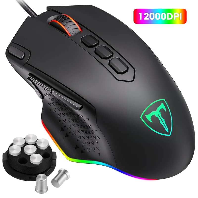 VicTsing ゲーミングマウス usb有線 マウス 12000 DPI六段階調整可能 Fireキー&狙撃ボタン 重さ/RGB調整可能 手首の痛みを予防 PUBG/X9 荒野行動対応