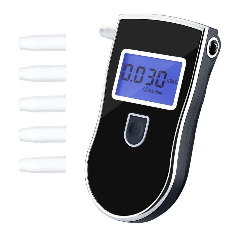 VicTsing Alkohol Tester Portable Alkoholtester mit Halbleiter Sensorik LCD Display Digital, 5 Mundstücken-Schwarz