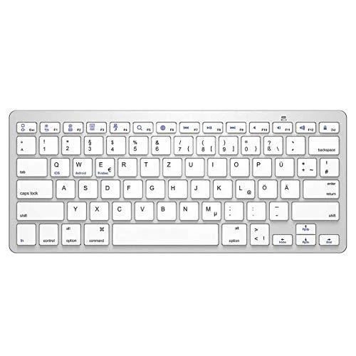 VicTsing+ Compatible with Windows XP/Vista / 7/8/10/ Mac OS + Bluetooth Tastatur Ultra Slim Metallplatte 5mm Wireless Tastatur(QWERTZ), Leise, tragbar, Bequeme, Energiesparung + VicTsing+172