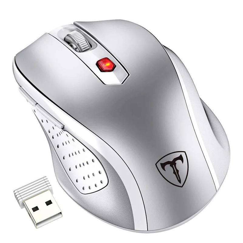 VicTsing Ratón Portátil, 2.4G Inalámbrico con Receptor Nano, 5 dpi Adjustables, Plata