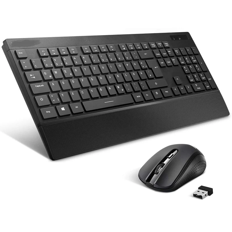 VicTsing Tastatur-Maus-Sets Tastatur Maus Set kabellos, Funkmaus und Tastatur (QWERTZ, Deutsch Layout), Wassertropfen-Form Tastenkappen PC Tastatur, Wireless Keyboard