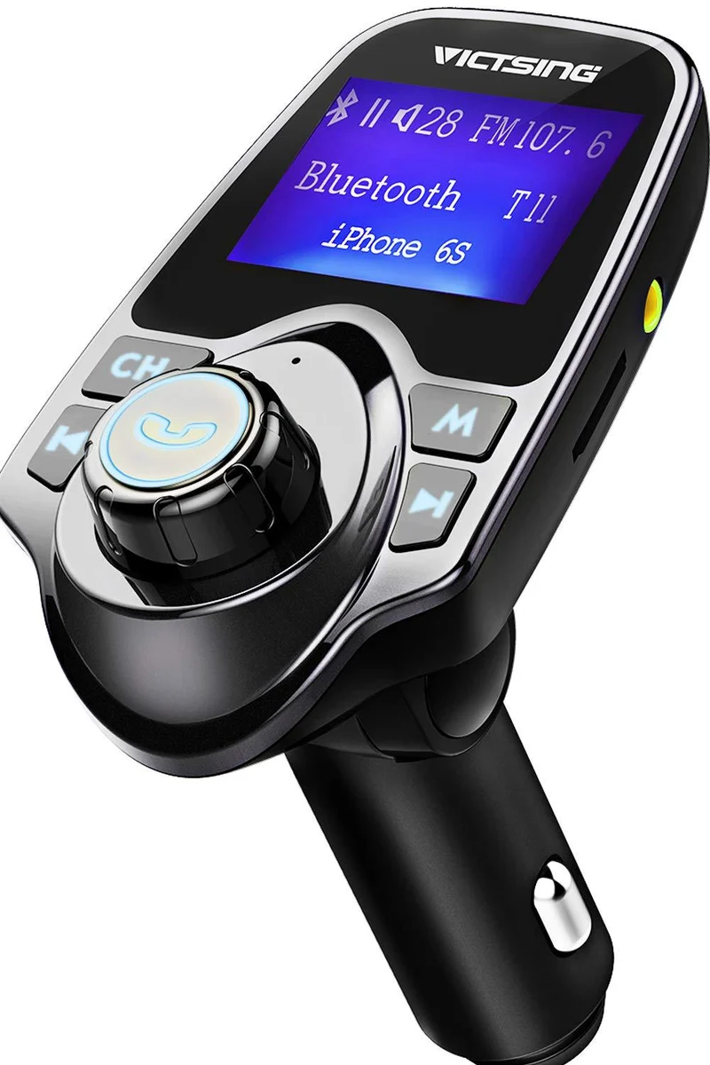 VICTSING FMトランスミッター Bluetooth 高音質 ワイヤレス発信機 Bluetoothレシーバー 高音質 TFカード＆USBメモリーカード対応 USB2ポート ディスプレイ表示 スマホ充電可 スマホ ラップトップ タブレット 全機種Bluetooth対応 技適認証済み 18ヶ月間メーカー保証