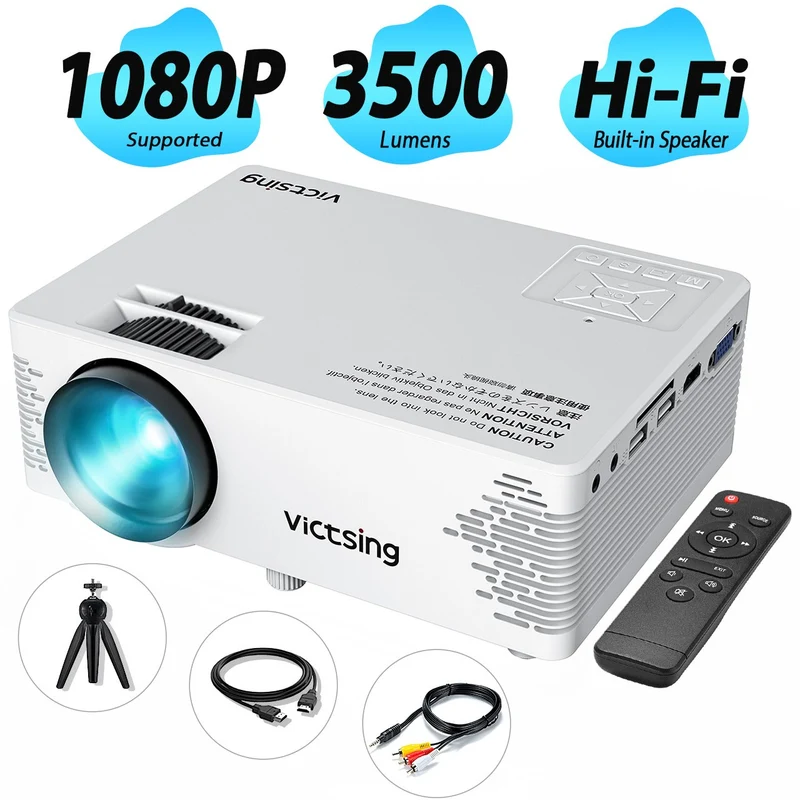 VicTsing Mini Projector, 1080P Supported, 3500 Lux