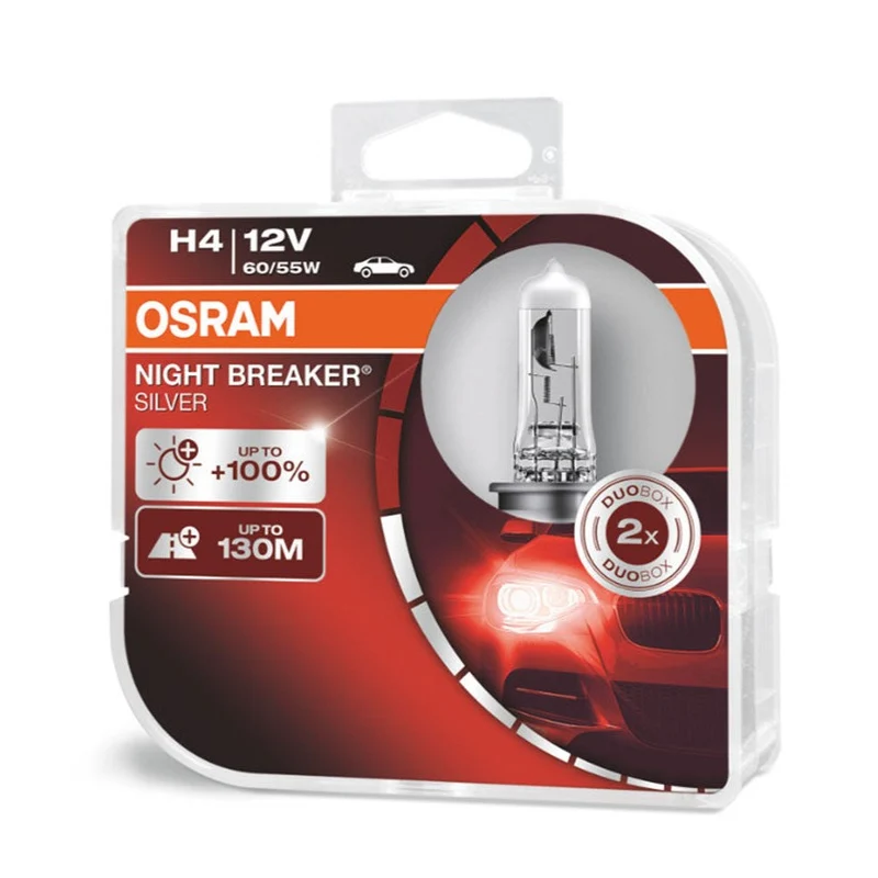 Ampoules Osram H4 12V Night Breaker Argent +100% / Pack de 2