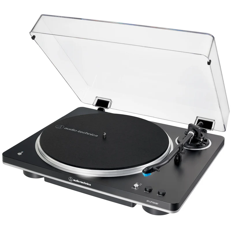 Audio Technica AT-LP70XBT Fully Automatic Bluetooth Wireless Belt Drive Turntable Black Silver