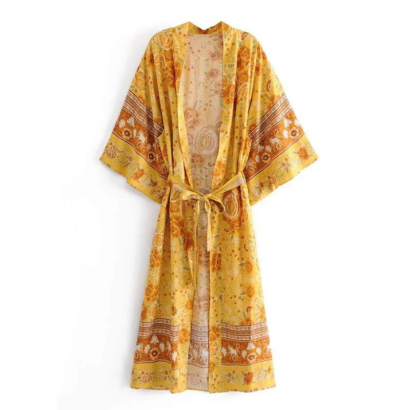 Demelza Yellow Floral Kimono