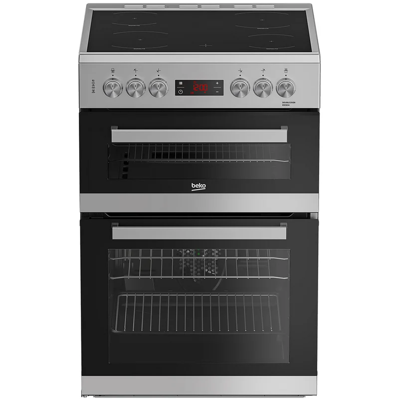 Beko EDC634S 60cm Double Oven Electric Cooker with Ceramic Hob - Silver