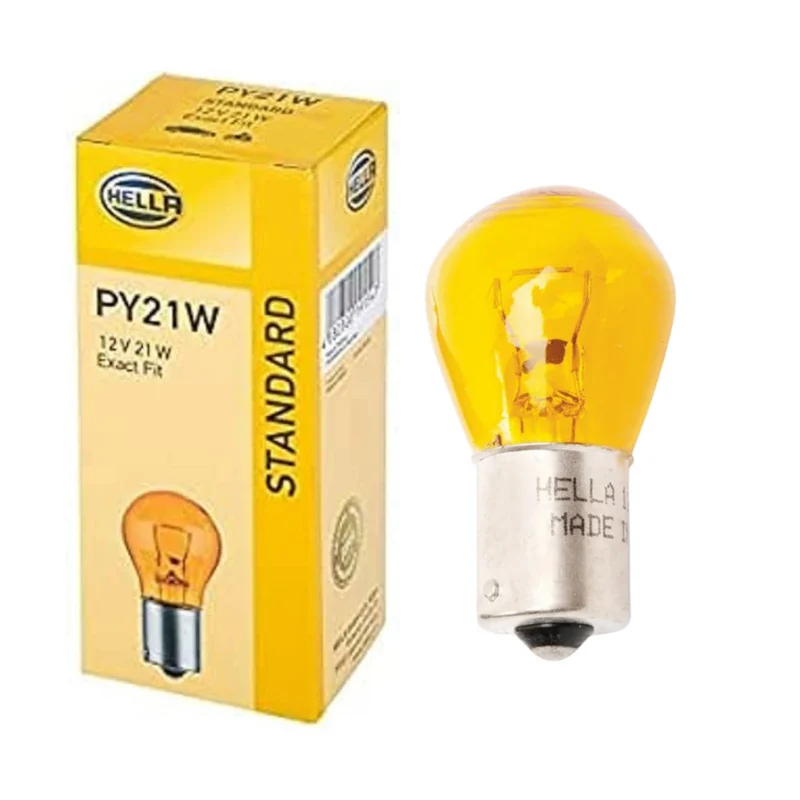 Ampoules Ambre Décalées Hella 12v PY21w / Paquet de 10