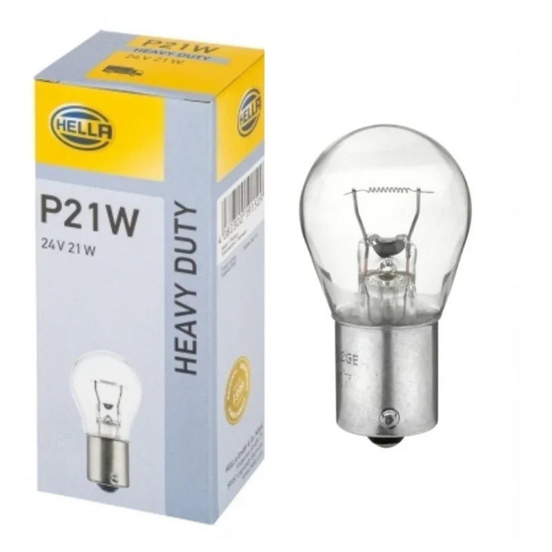 Ampoules de clignotant de feu arrière Hella Heavy Duty 24 V BA15s / 21 W SCC / No. 241 / Paquet de 10