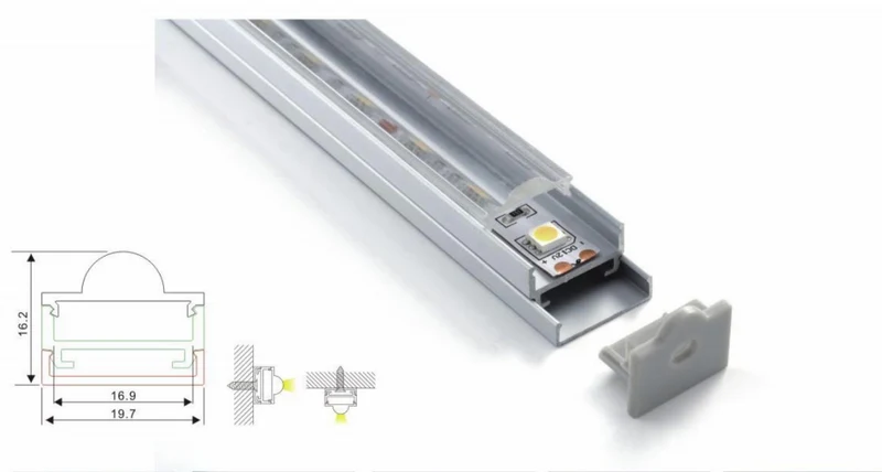 Profilé d'aluminium avec diffuseur NTALB-12 pour Ruban DEL lumineux 2 mètres