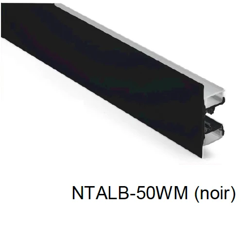 Profilé d'aluminium noir avec diffuseur NTALB-50WM pour Ruban DEL lumineux 2 mètres