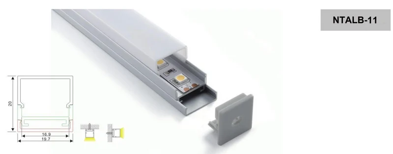 Profilé d'aluminium avec diffuseur NTALB-11 pour Ruban DEL lumineux 2 mètres