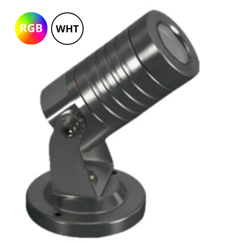 Projecteur DEL NTCL-RD-3W intérieur et extérieur, 3 watts. 3500K, RGB. IP65
