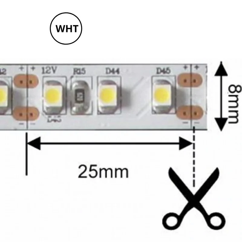 Ruban lumineux DEL NTUT60 10W/M 24Vdc flexible Blanc. 5 Mètres.