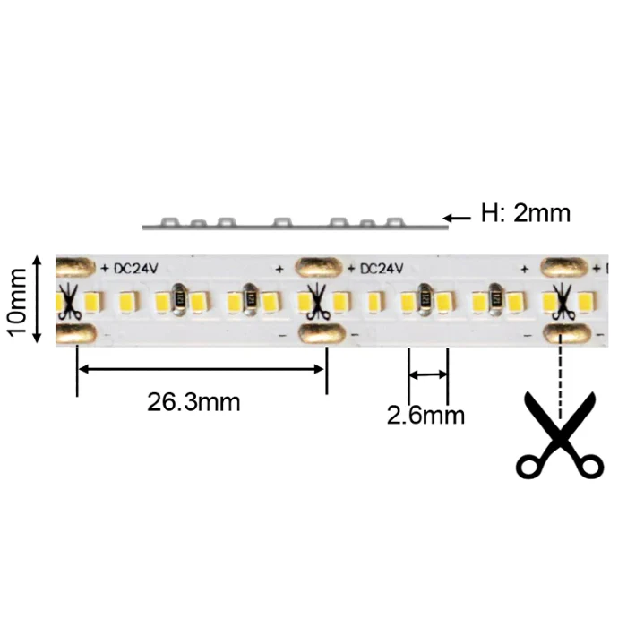 Ruban lumineux DEL NTHP120 flexible haute intensité blanc. 5 Mètres.