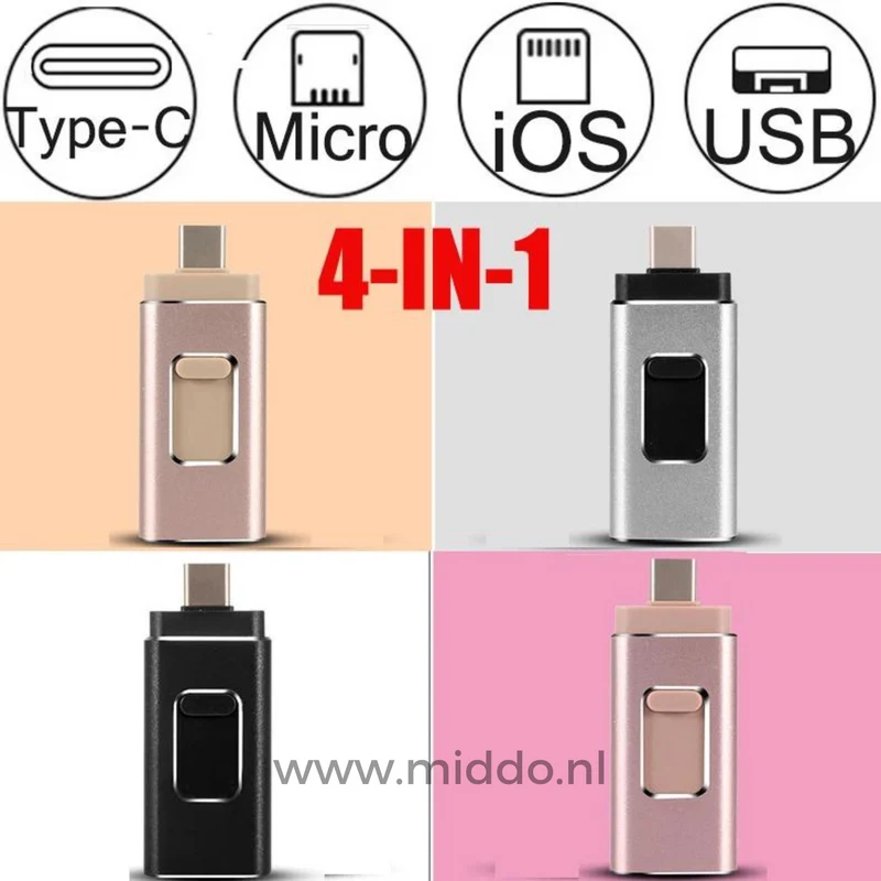 Flashdrive 4-en-1 : Ne laissez plus jamais votre téléphone être plein !