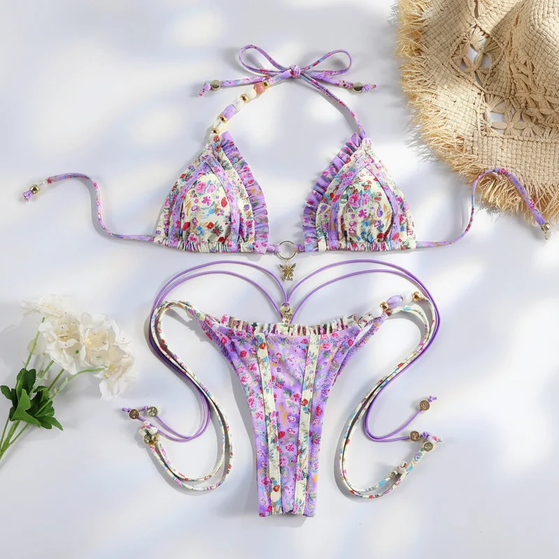 Butterfly Cove Ruched Floral Bikini Set