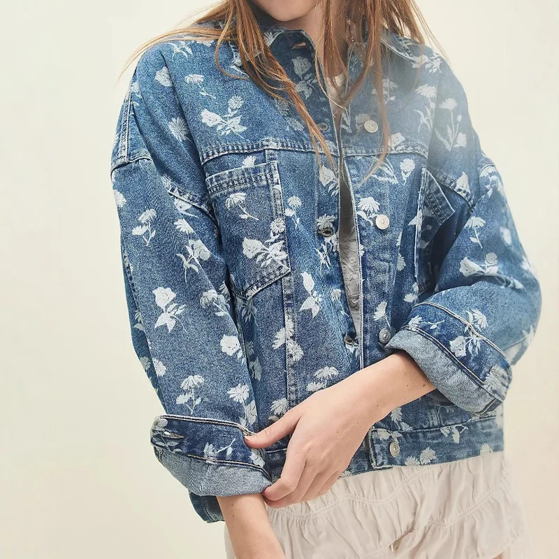 Fallen Daisy Swing Denim Jacket