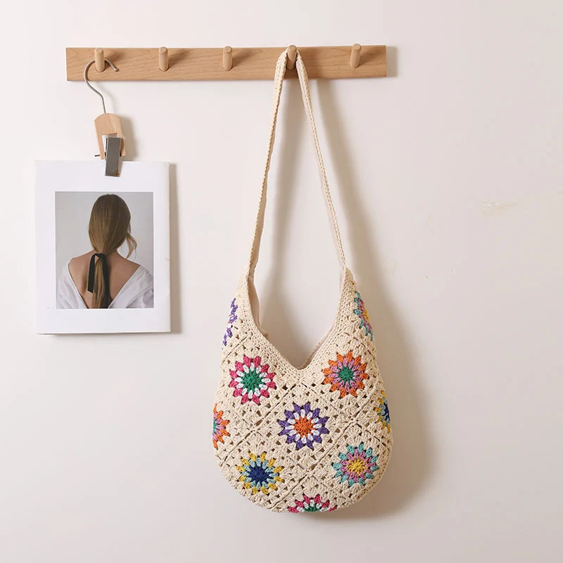 Sunburst Meadow Crochet Shoulder Bag