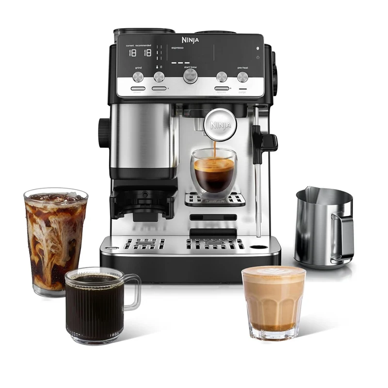 Ninja ES301UK Luxe Café Mini 2-in-1 Espresso and Filter Coffee Machine with Built in Bean Grinder & Manual Milk Frother