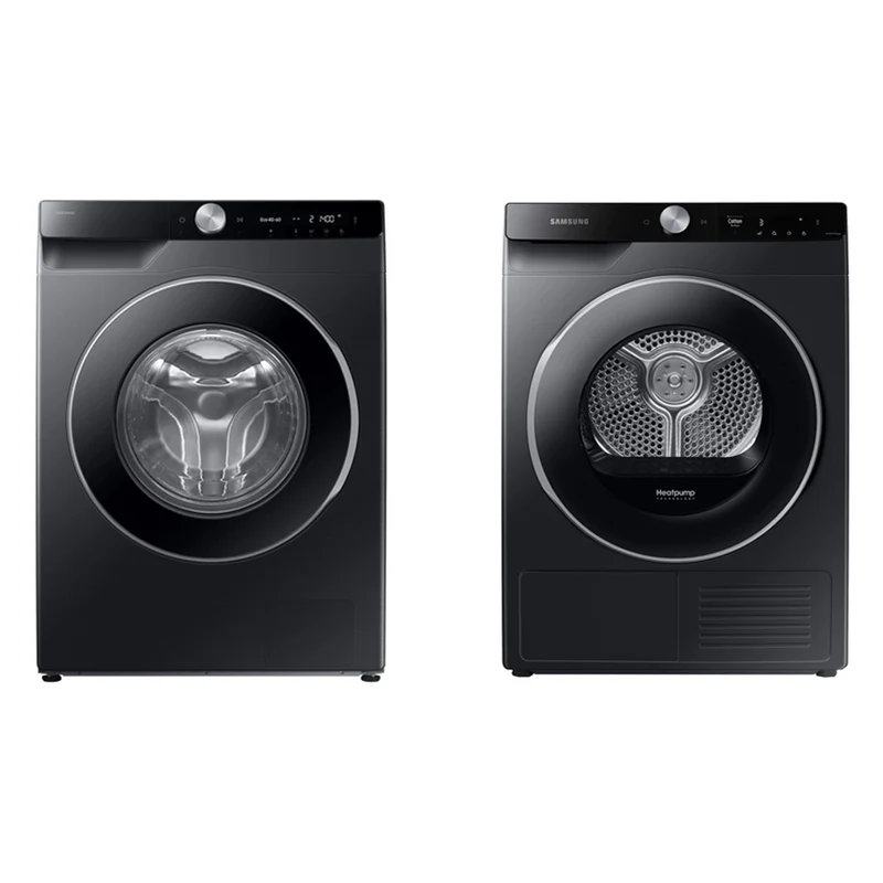 Samsung Series 6 AI Energy WW90DG6U85LBU1 9kg 1400rpm Washing Machine and Series 6 DV90T6240LBS1 Tumble Dryer Black