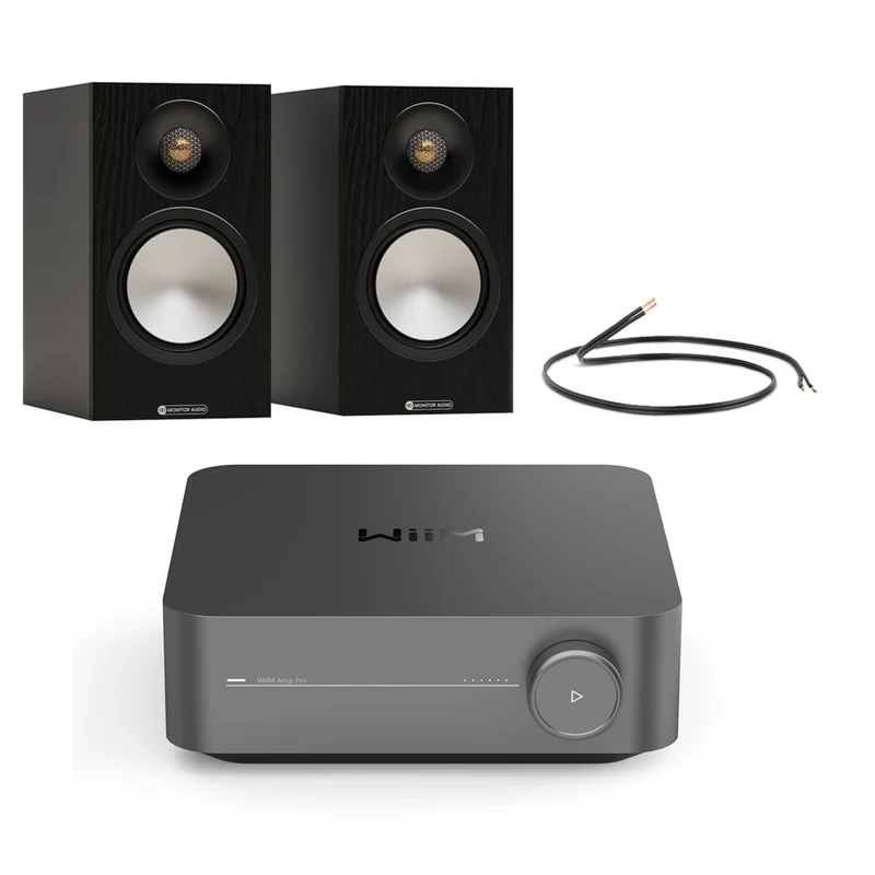 WiiM Amp Pro Streaming Amplifier with Monitor Audio Bronze 50 7G Bookshelf Speakers Pair