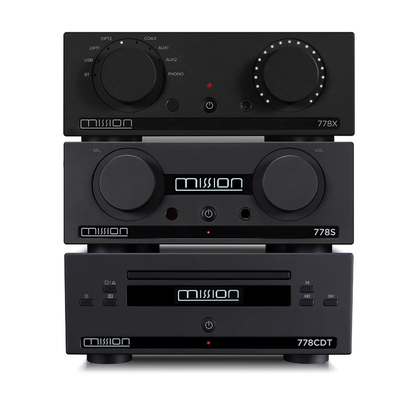 Mission 778X Stereo Amplifier with 778S Streamer and 778CDT CD Transport Bundle - Black